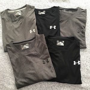 5 Under Armour Heat Gear Shirts Large